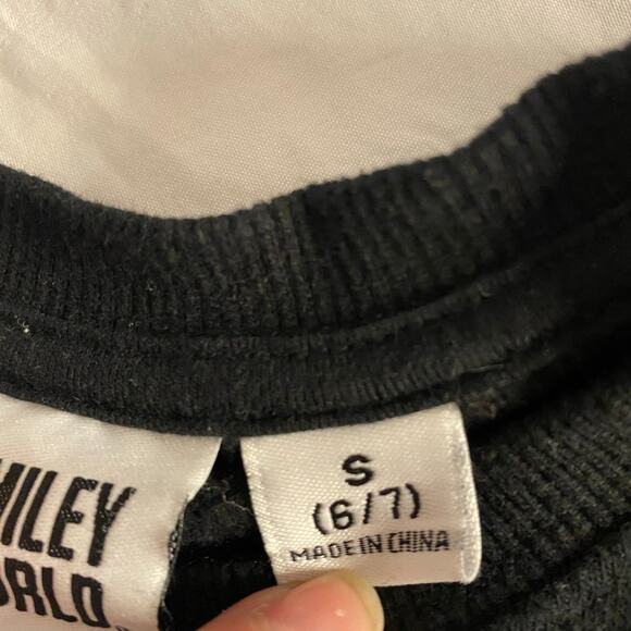 Y2K Retro Streetwear “Have a Nice Day” Black Cropped Sweatshirt Small (6/7) - Picture 3 of 5